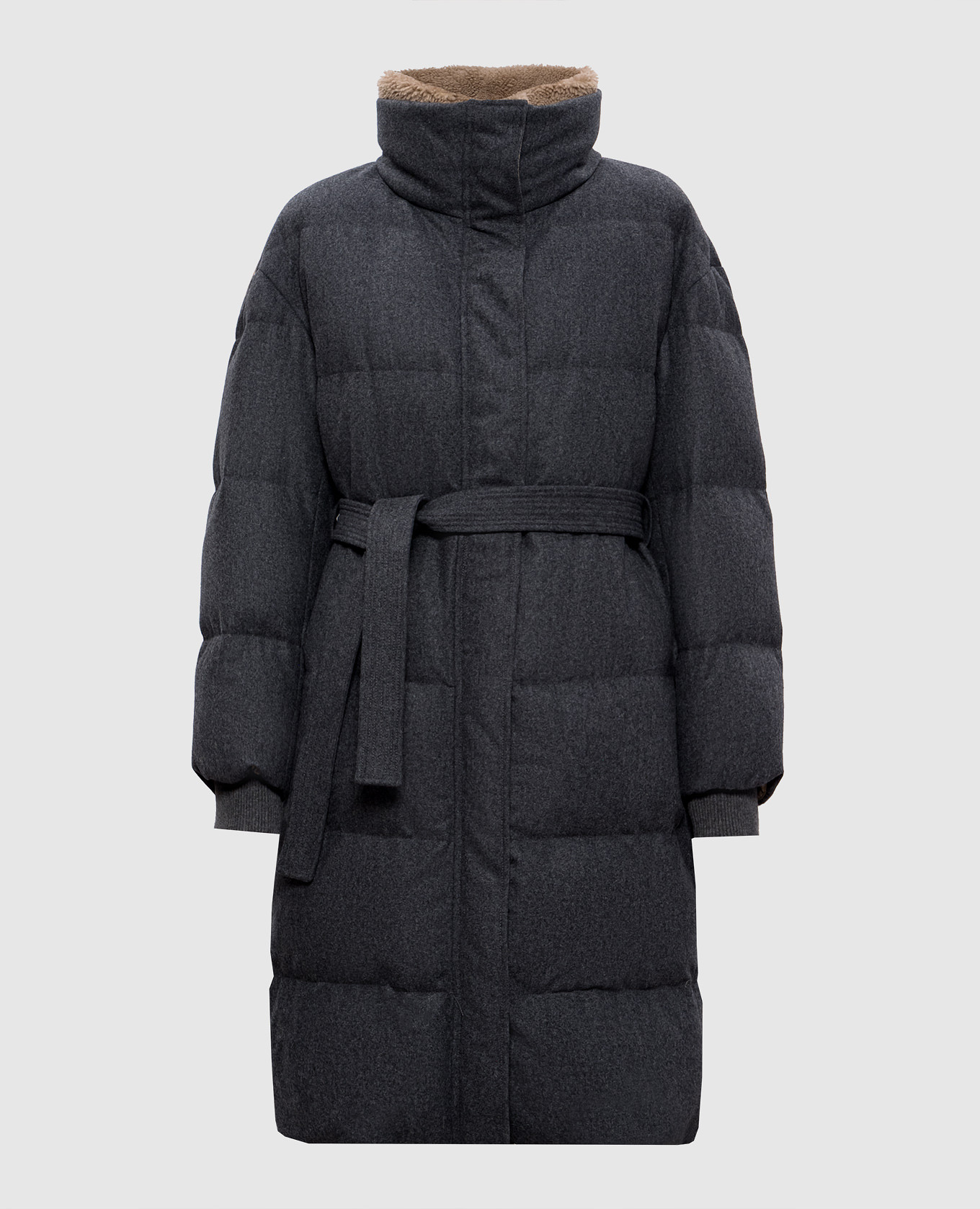 

Gray wool down jacket with fur Brunello Cucinelli, Grey
