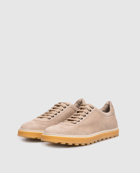 ISAIA Beige suede sneakers SNK020GOAT5