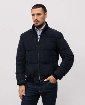 Enrico Mandelli Blue suede down jacket 2T117A7405