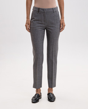 Peserico Gray wool patterned pants A0471806413