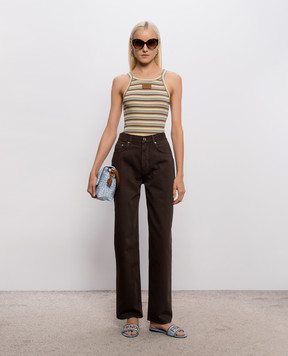 Fendi Striped T-shirt with logo patch FS7966AW88