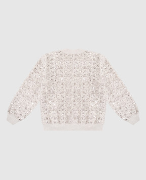 Brunello Cucinelli Children's gray openwork cardigan with wool BRFMSR06A
