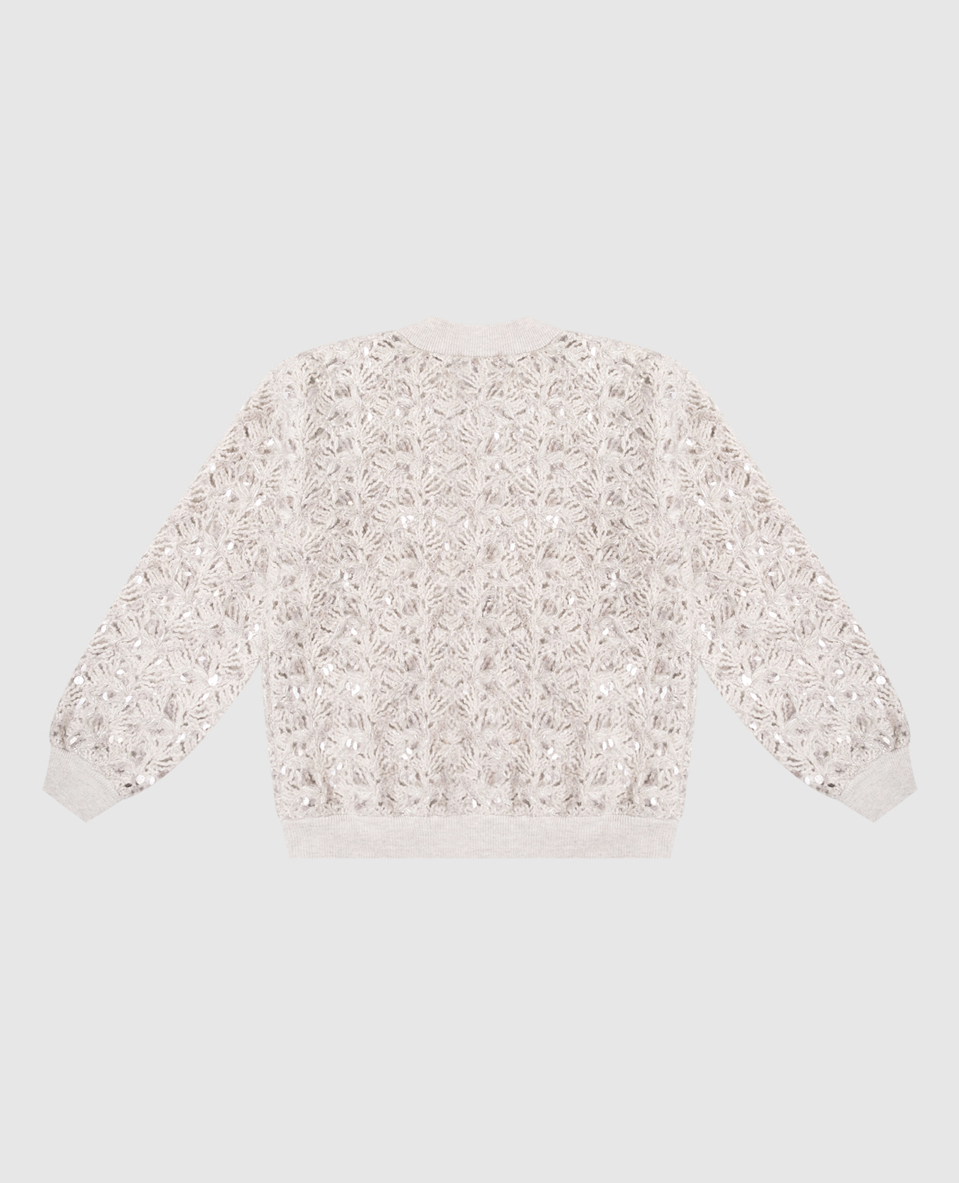 Children's gray openwork cardigan with wool Brunello Cucinelli 2