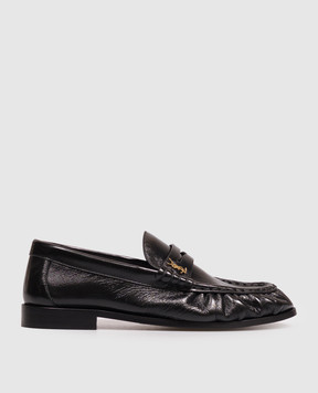 Saint Laurent Black LE glossy leather loafers with monogram logo 818908AA00K