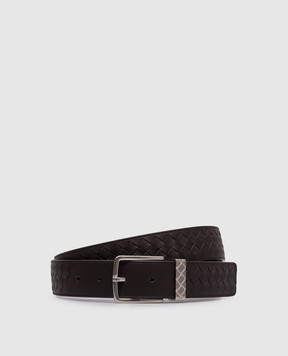 Bottega Veneta Brown leather belt with weaving 843902V5XN1