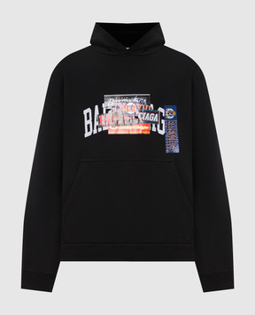 Balenciaga Black Hoody Bumper Stickers 871956TUVS8