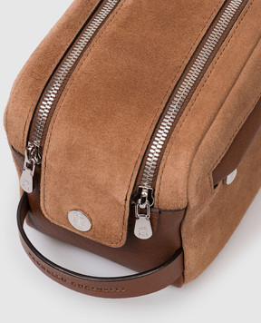 Brunello Cucinelli Brown suede toiletry bag MWDMBU334P