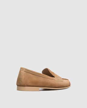Santoni Brown suede loafers with monogram logo WUVD72025GOMSAEA