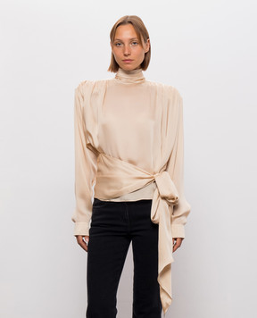 Balmain Beige blouse with accented shoulders made of silk TO0000000055
