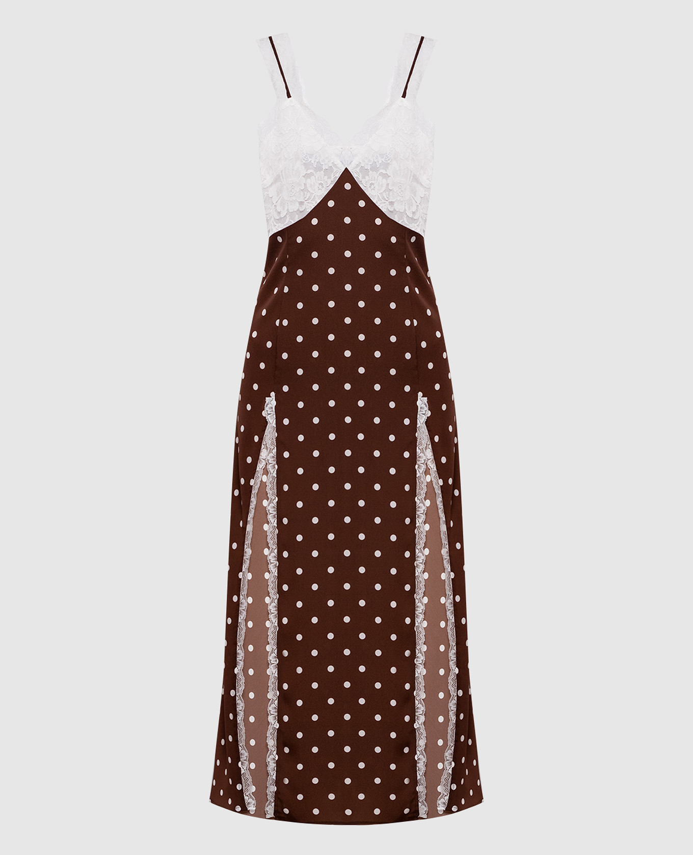

Brown polka dot dress with lace Rowen Rose