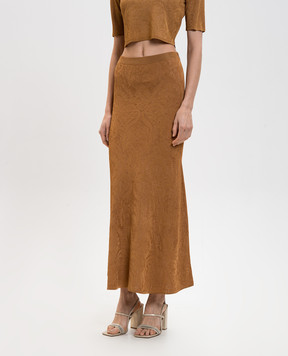 Twinset Brown skirt with woven pattern 261TP3140