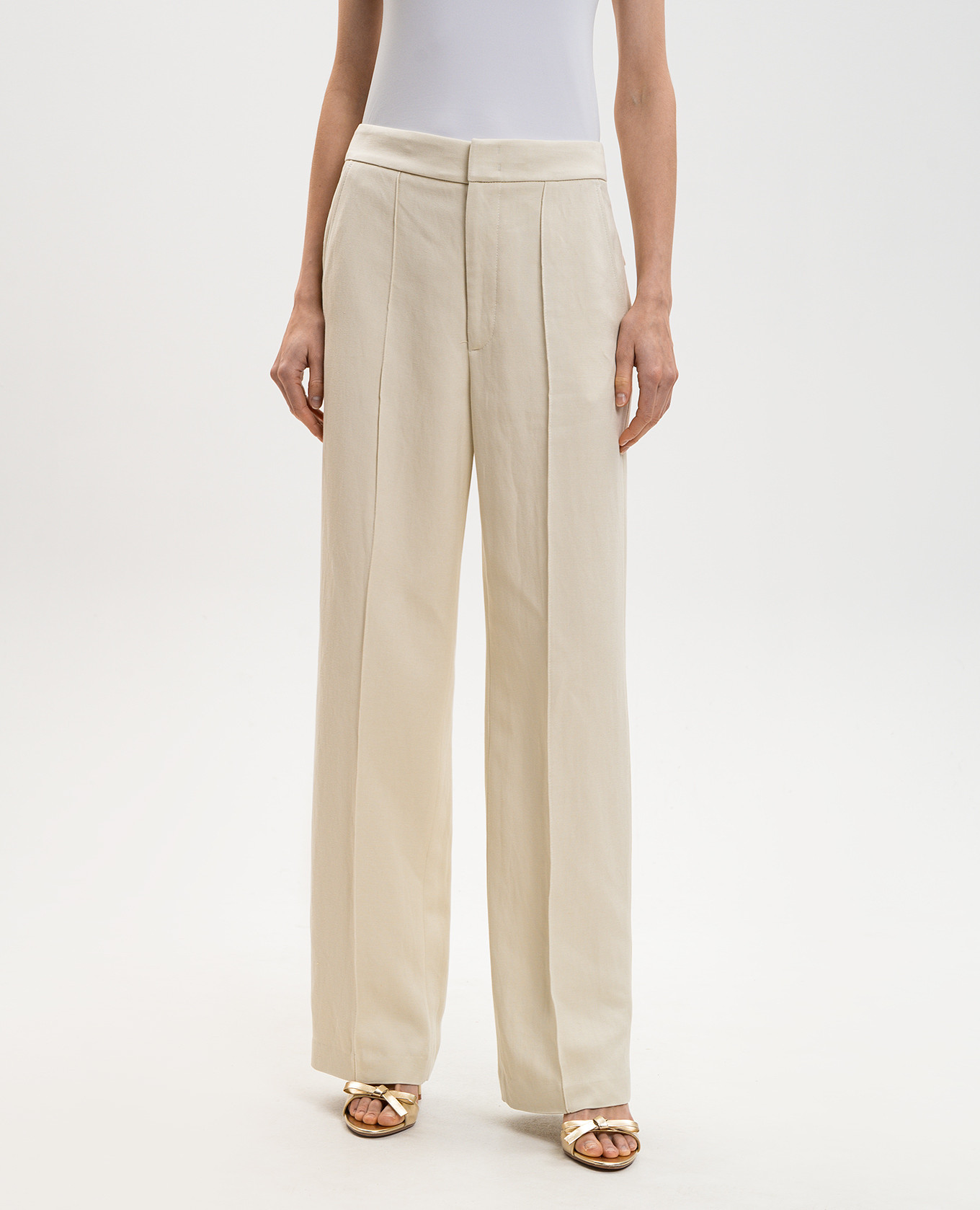 

Ivory linen pants Dondup, Beige