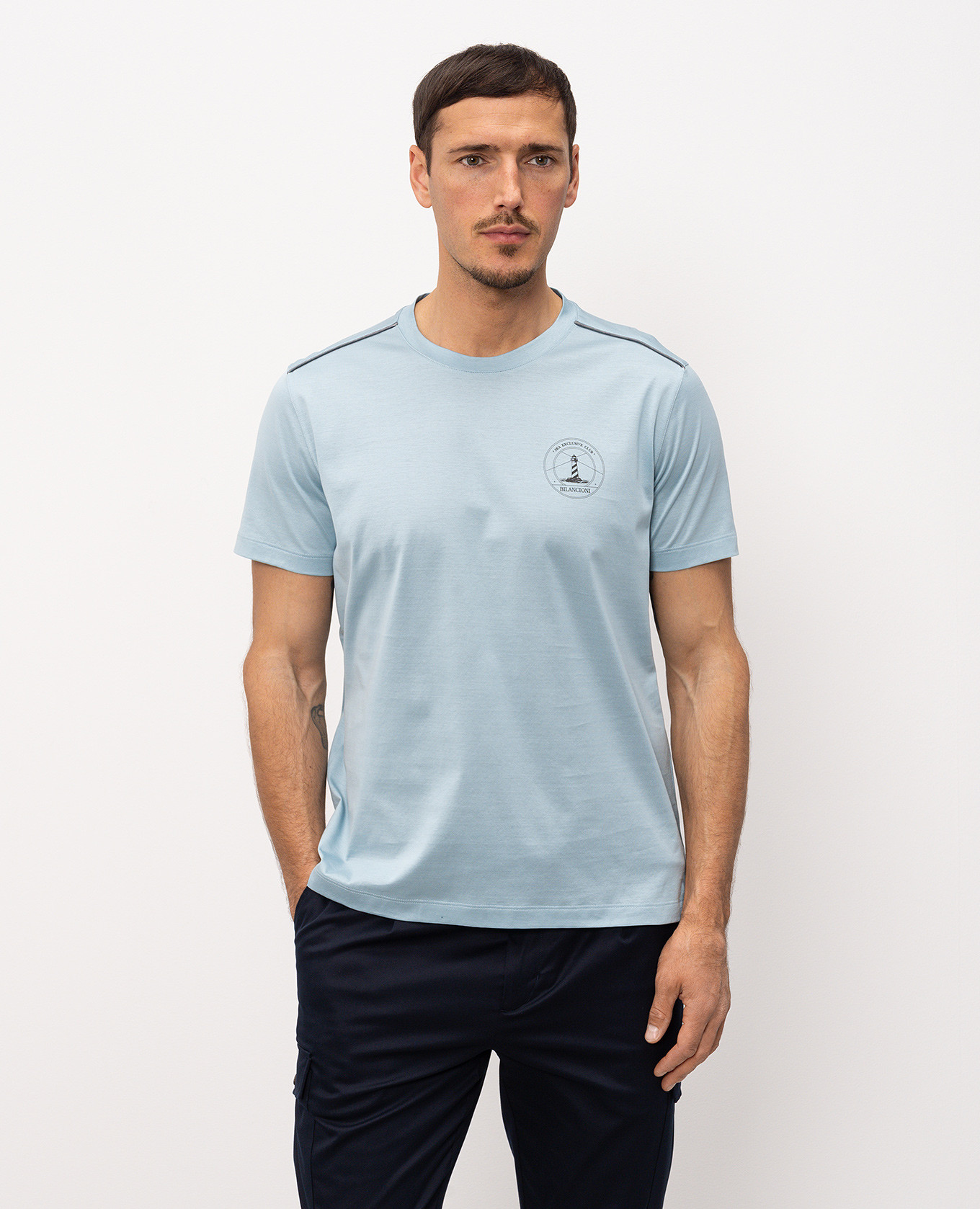 

Blue T-shirt with print Bilancioni, Light blue