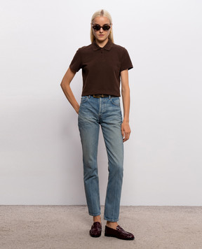 Saint Laurent Brown Cassandre polo shirt A003I4Y38EK