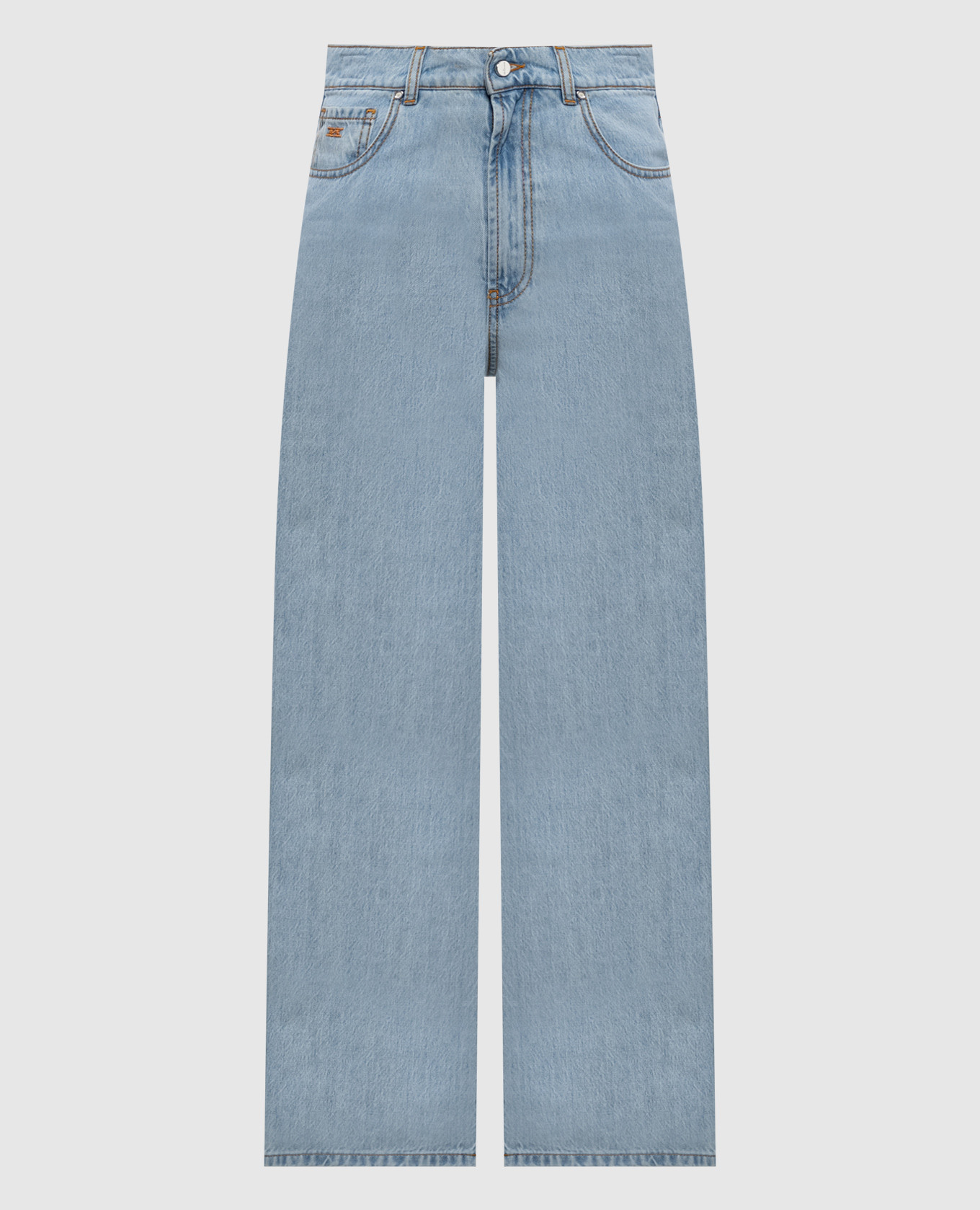

Blue jeans with monogram embroidery Kiton, Light blue