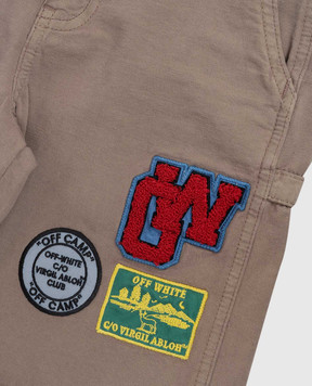 Off-White Children's brown shorts with Camping stripes 44BCB00BS26F001