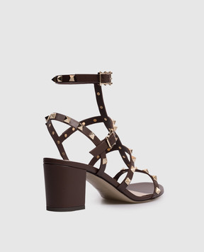 Valentino Brown leather Rockstud sandals 8W2S0491VBP