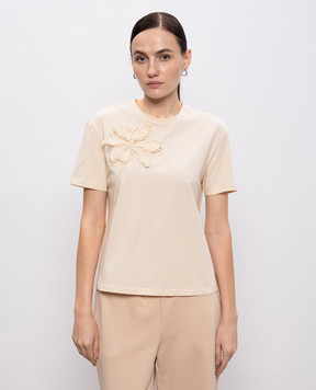 Twinset Beige T-shirt with embroidery 261TP2080