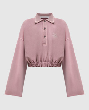 Palm Angels Pink polo sweatshirt with logo embroidery PAWGC001FL001