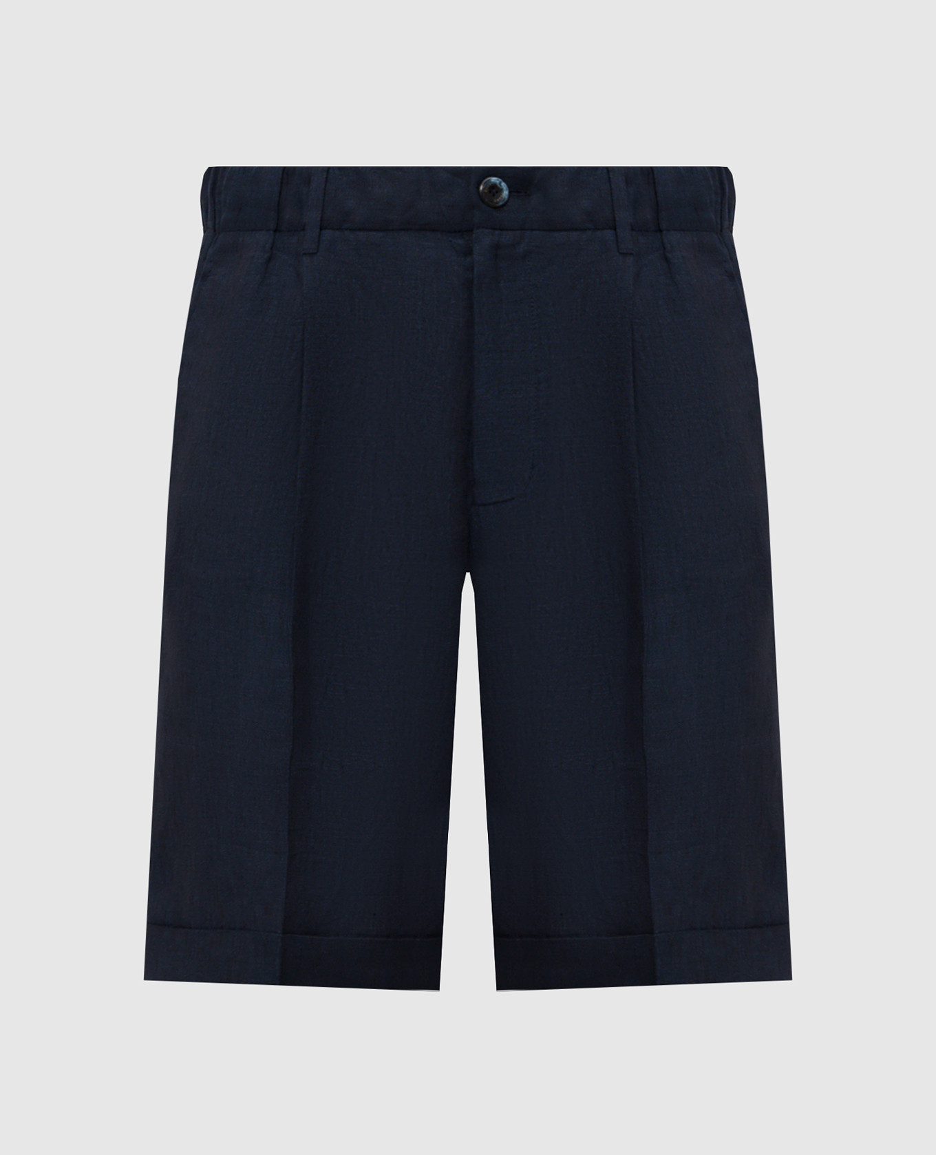 Blue linen shorts with lapels