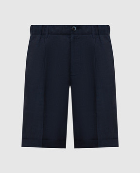 Herno Blue linen shorts with lapels PT000191U17158