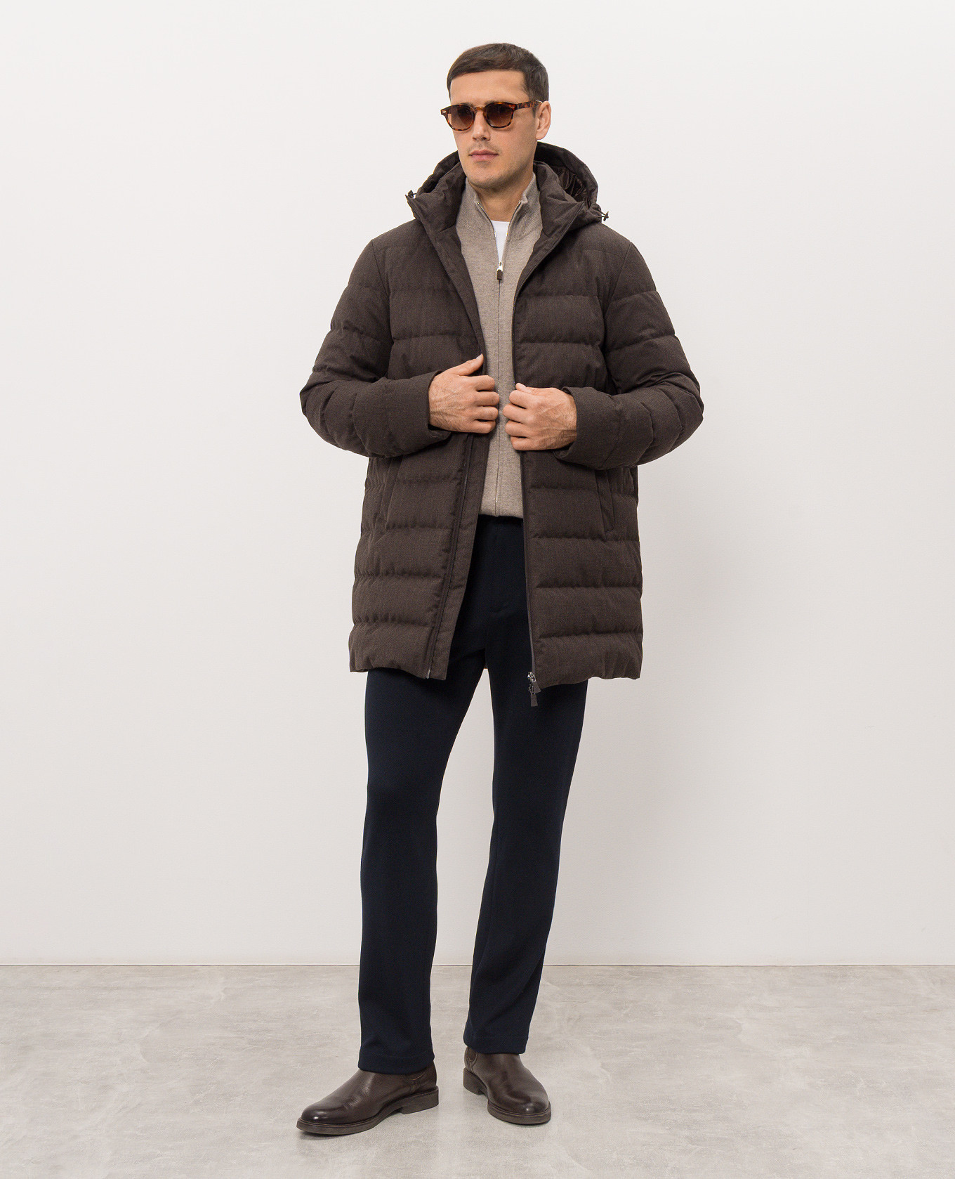 Brown down jacket with wool Herno 2