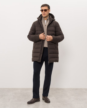 Herno Brown down jacket with wool PI001399U33529
