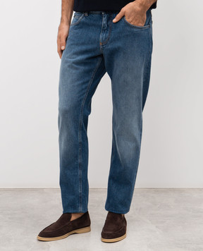 Dolce&Gabbana Blue jeans with embroidered monogram logo GYJCCZG8OW2
