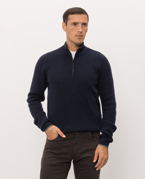 Peserico Blue cashmere jumper with zipper R59535F12E9010