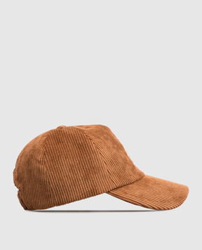 Moncler Brown corduroy cap with logo patch L20933B000075964B