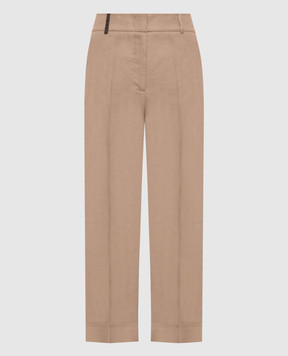 Peserico Beige pants with brand patch A04753D01037