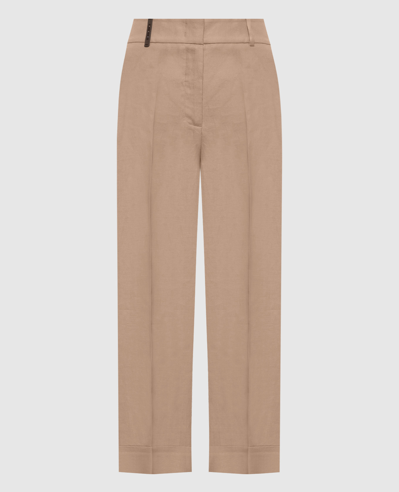 Beige pants with brand patch