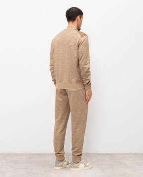 Stefano Ricci Brown silk and linen tracksuit K919052R31T26103P3P
