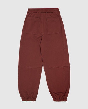 Brunello Cucinelli Children's burgundy joggers with textured emblem BN05NE473B
