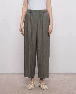 Peserico Grey linen trousers with lapels P0430102629