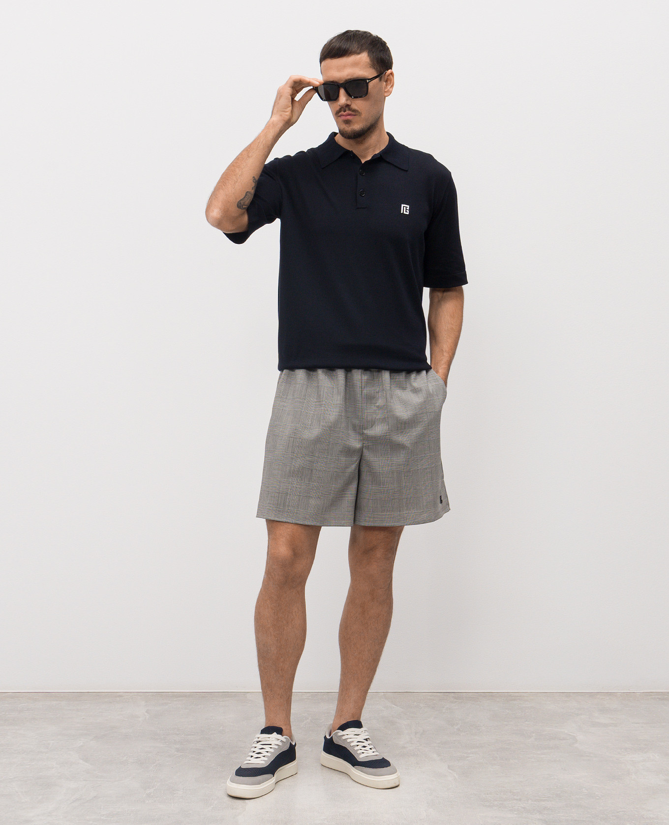 

Blue monogrammed silk polo shirt Balmain