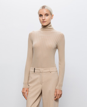 Peserico Beige ribbed wool golf jacket S99502F1409770