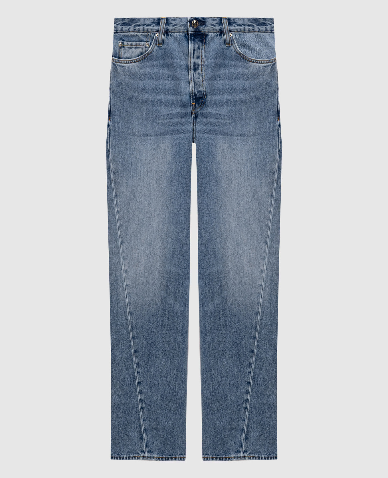 Blue jeans with logo patch