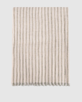 Brunello Cucinelli Green striped linen scarf MSCDAGL70