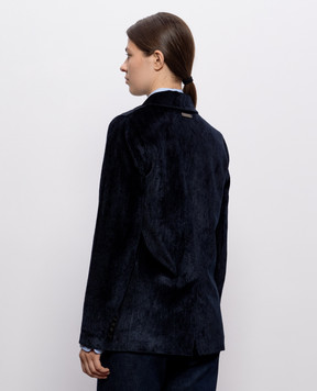 Peserico Blue corduroy jacket with monil chain A0170401597