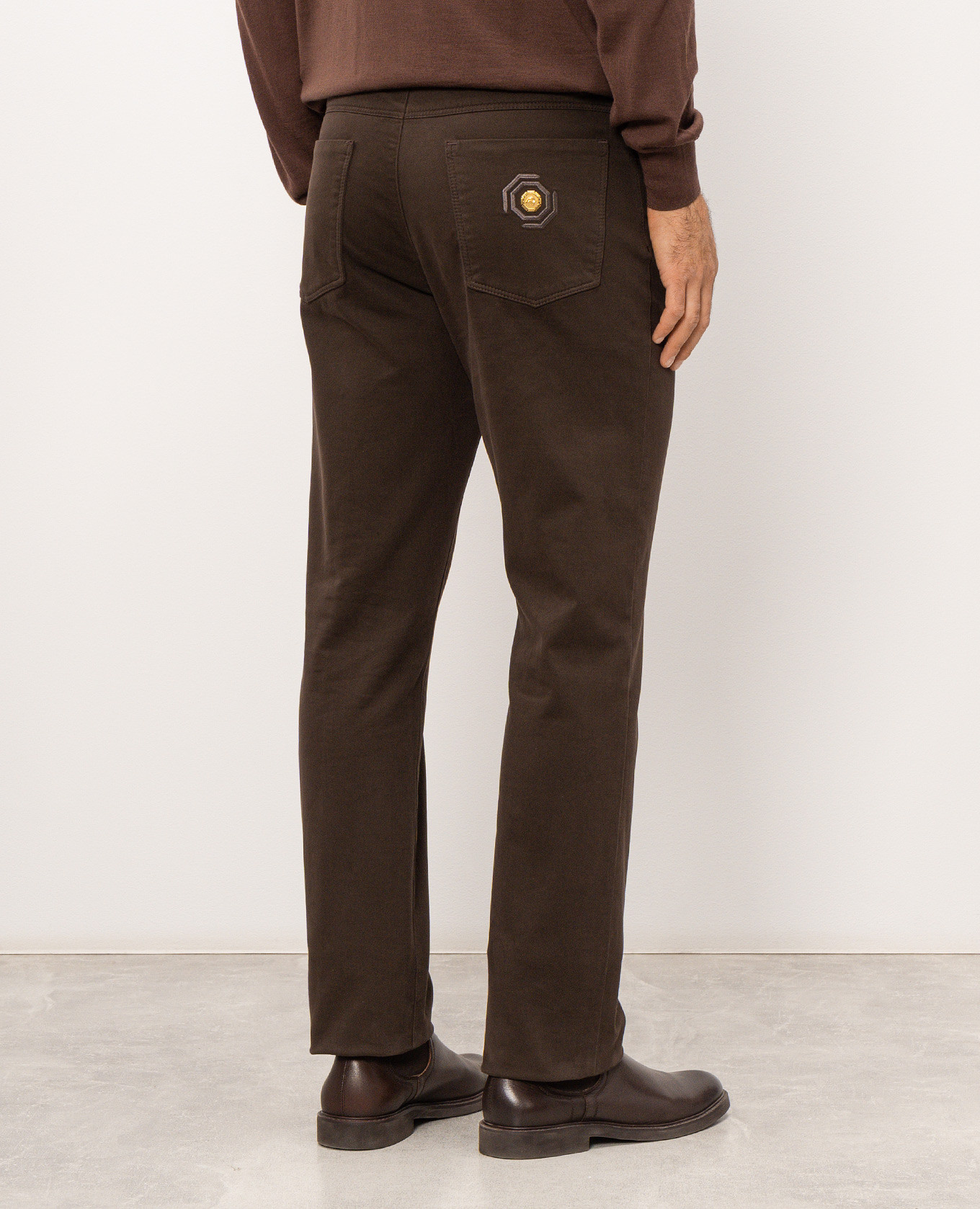 Brown pants with logo patch Stefano Ricci 4