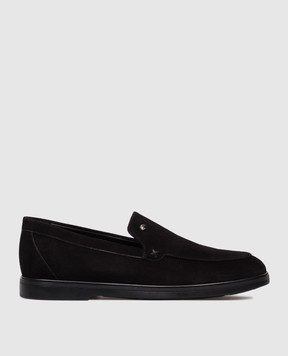 Stefano Ricci Black suede loafers with emblem UC62G2318SDP