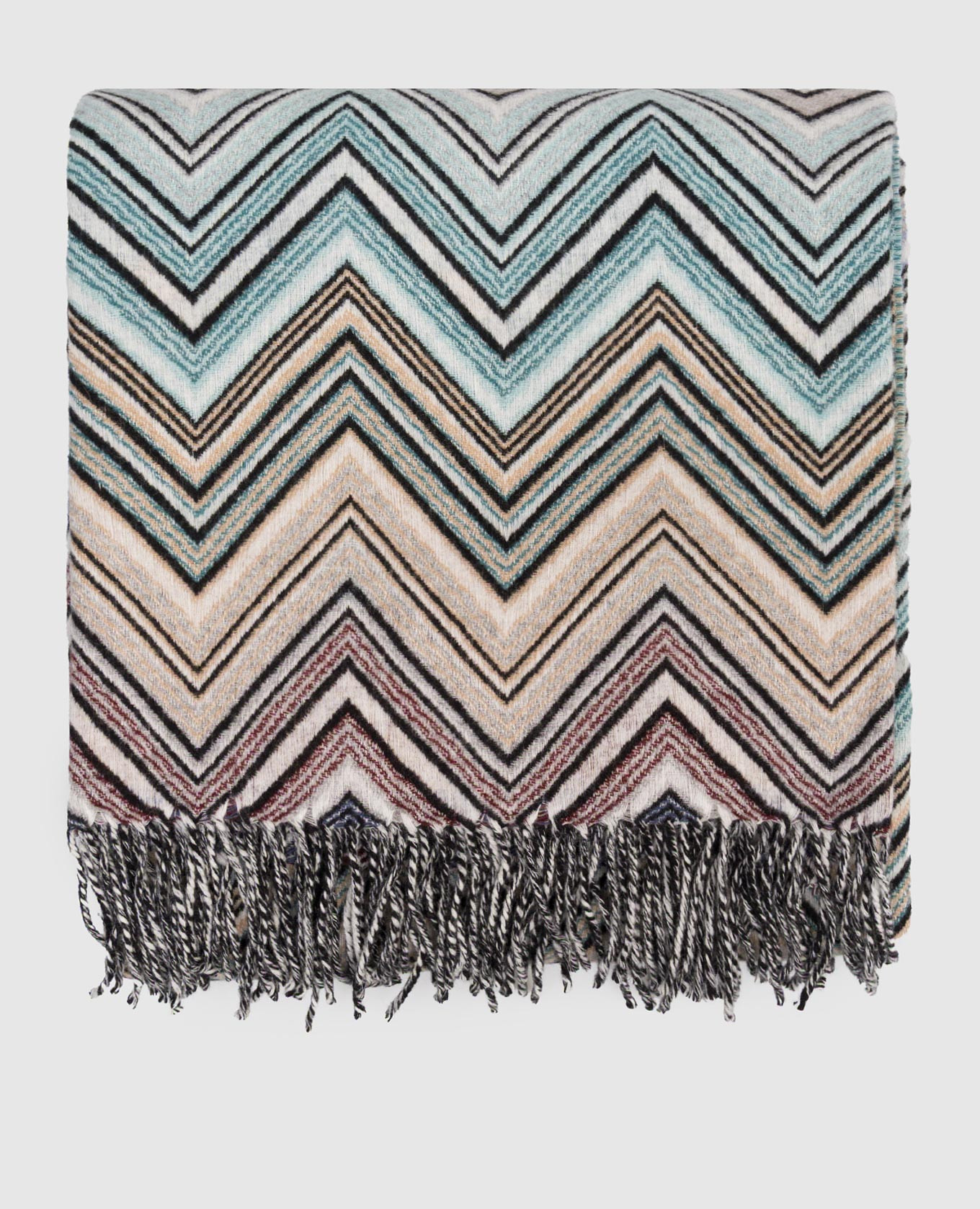 

Perseo wool and cashmere plaid with a pattern Missoni Home, White