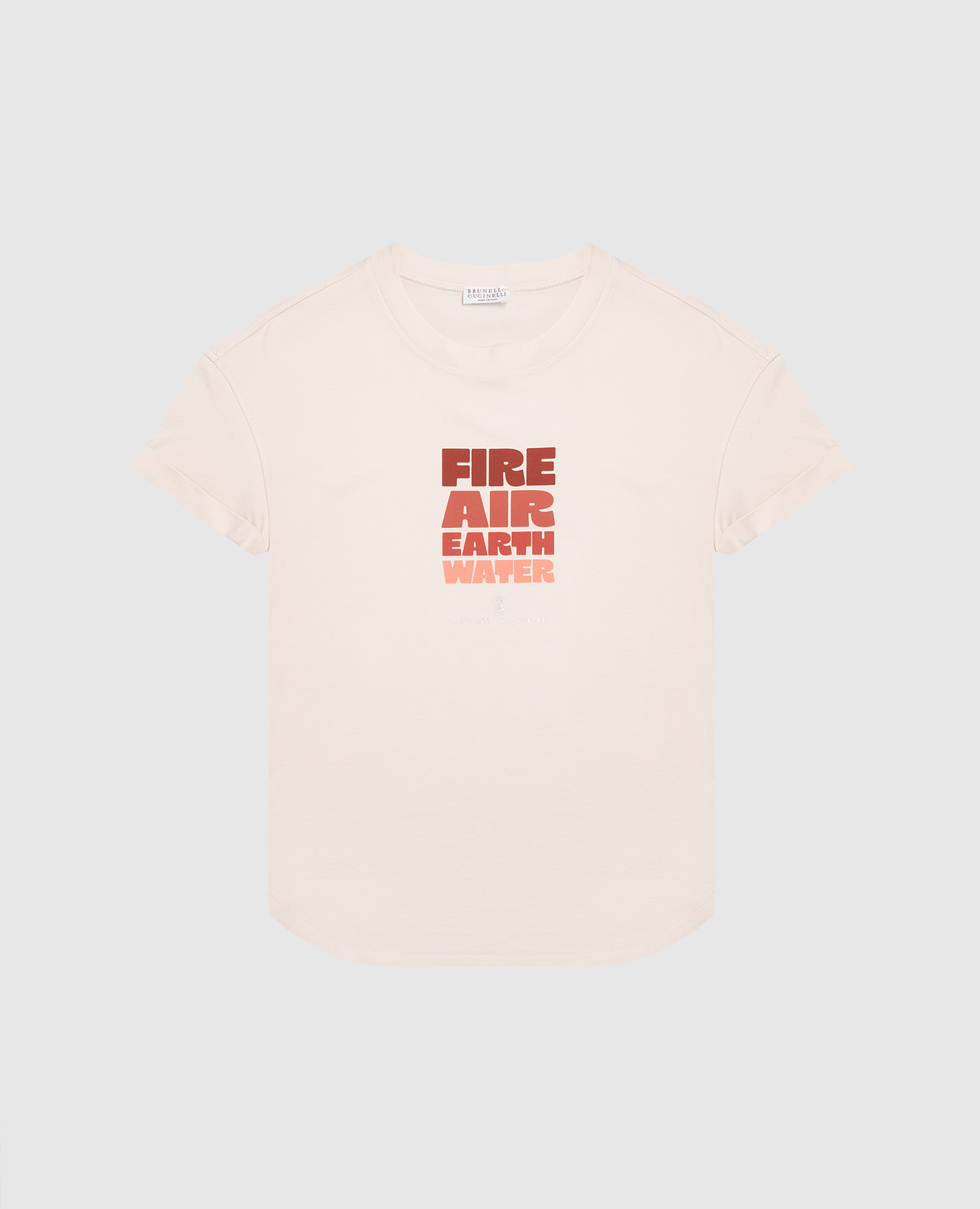 Children's beige T-shirt with print Brunello Cucinelli