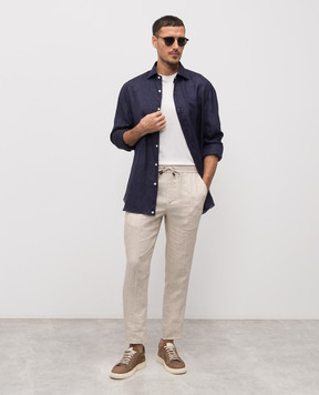 ISAIA Blue linen shirt CAM088KM304
