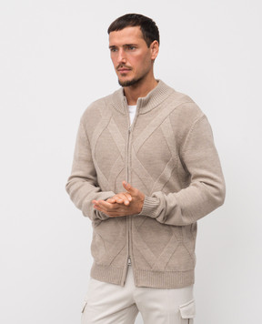Cashmere&Whiskey Beige merino wool cardigan CH08