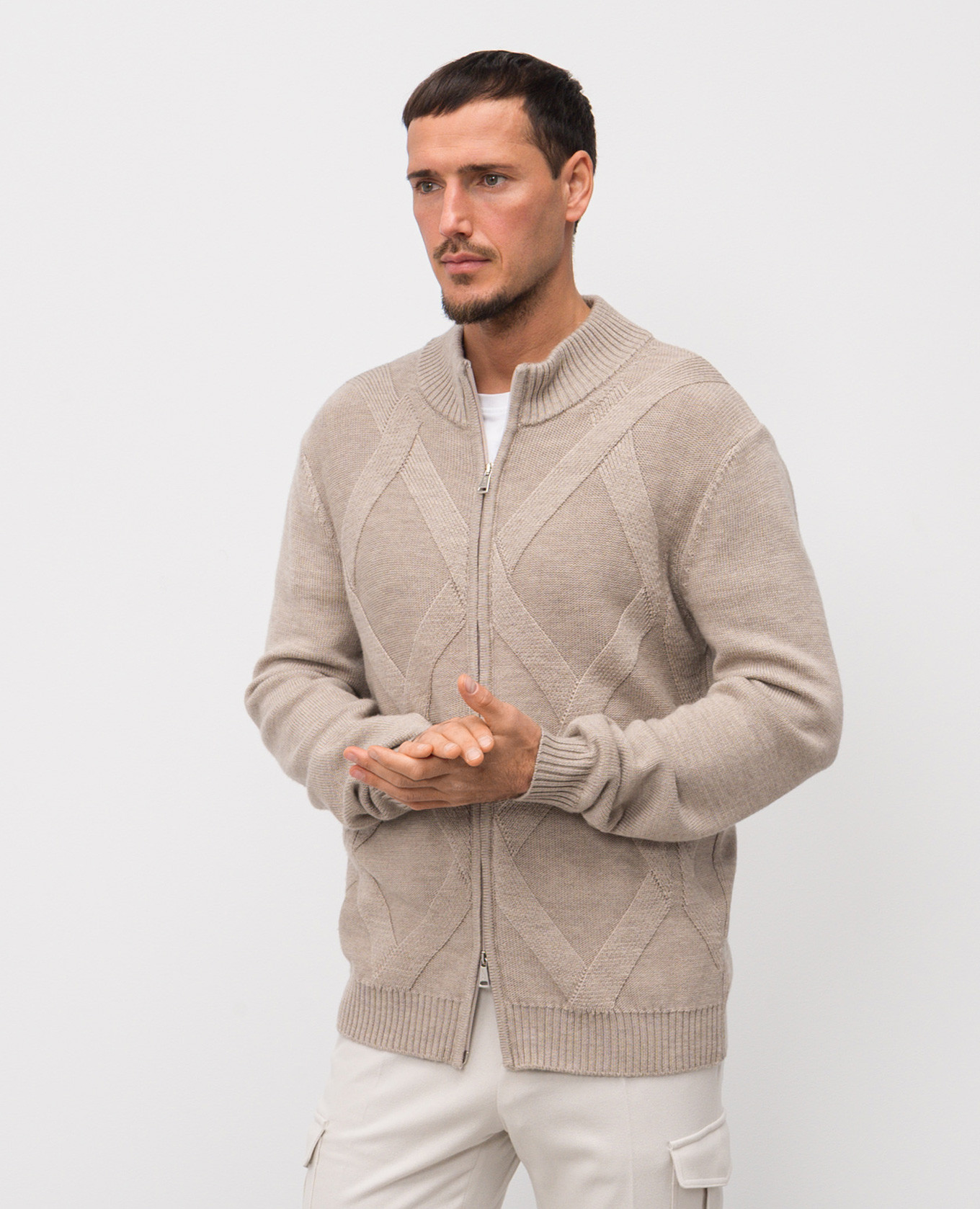 

Beige merino wool cardigan Cashmere&Whiskey