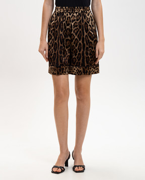 Dolce&Gabbana Brown animal print silk shorts FTAM7TFSAXY