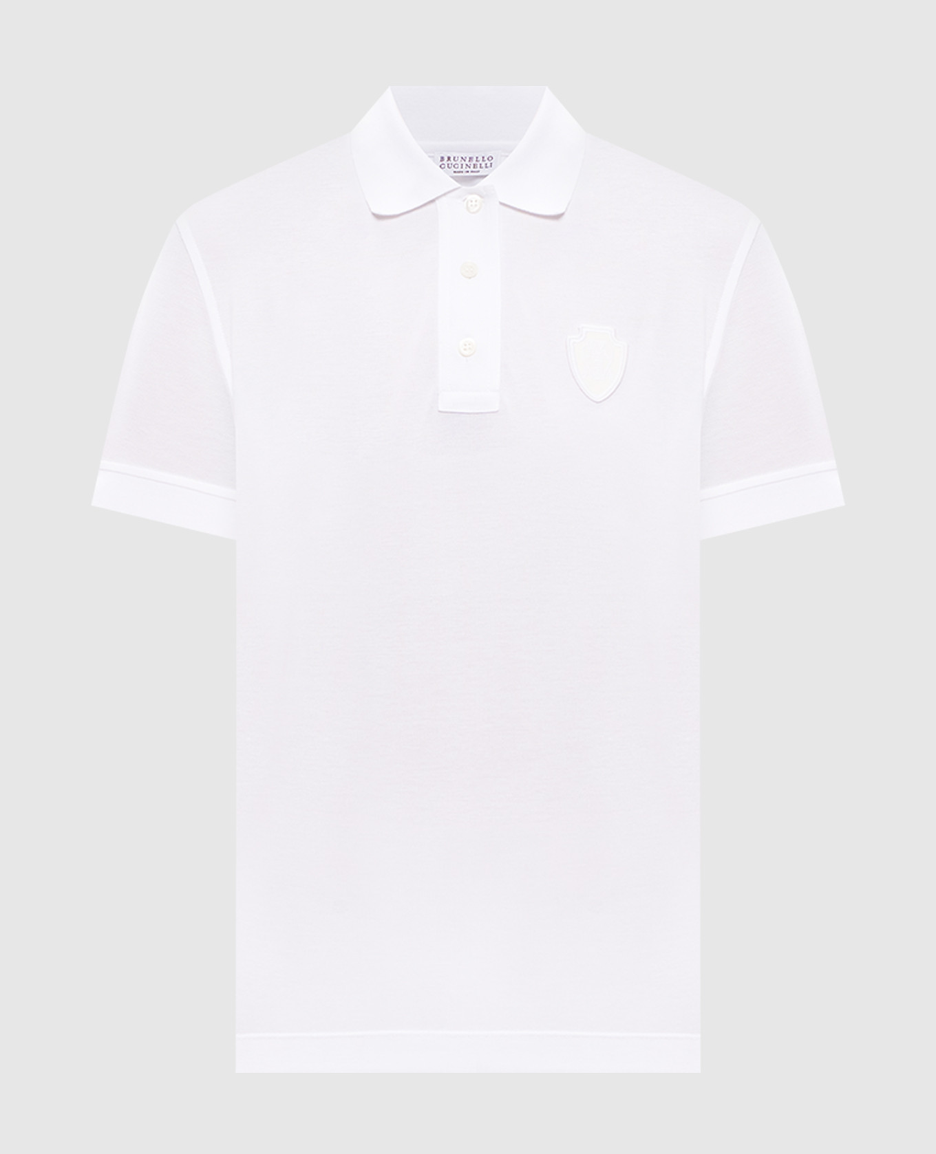 White polo shirt with logo patch Brunello Cucinelli
