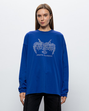 Vetements Blue long-sleeved shirt with print MH27LS200BL